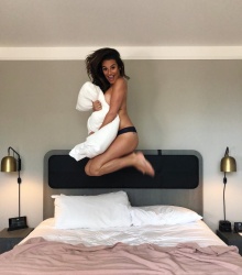 Lea Michele Topless on a Bed - October 2017