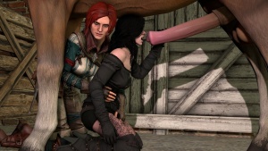 Triss and Yennefer in the barn